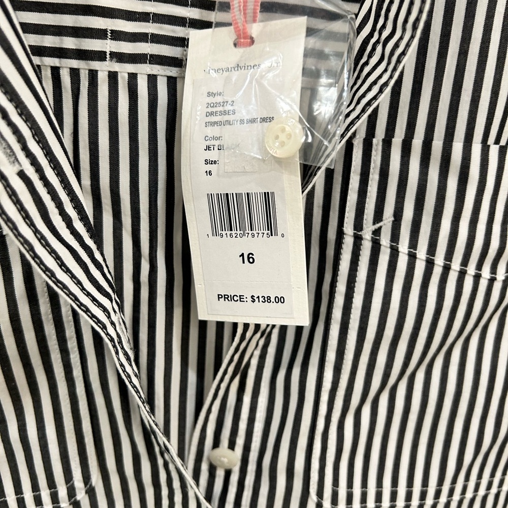 Vineyard Vines Shift dress NWT. Black and white stripes - Picture 2 of 6